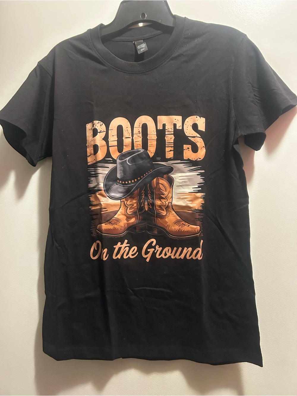 Boots On the Ground Graphic Tee - Black with Brown Print